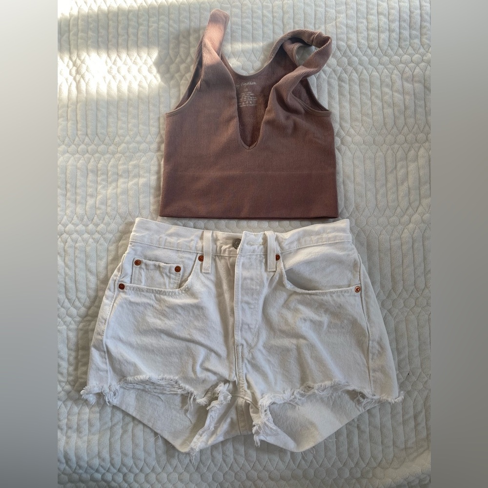Levi's high waisted distressed jean shorts